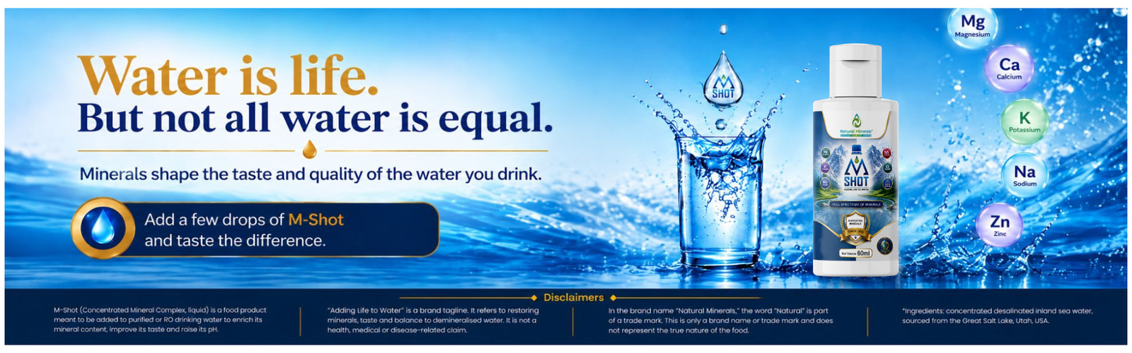 M-Shot concentrated mineral drops for RO water