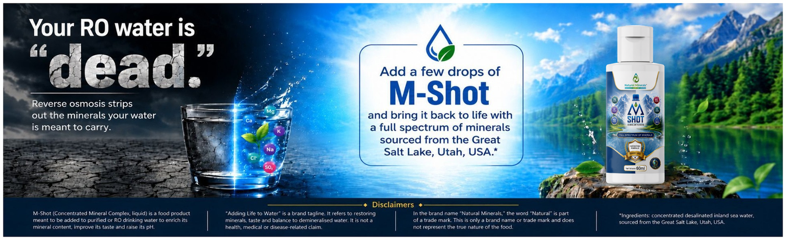 M-Shot concentrated mineral drops for RO water