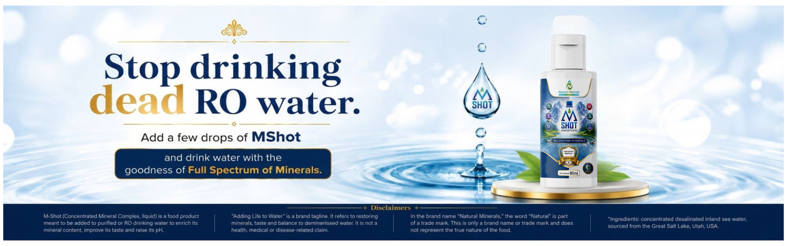 M-Shot concentrated mineral drops for RO water